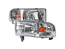 Factory Style Headlights; Chrome Housing; Clear Lens (94-01 RAM 1500, Excluding Sport)