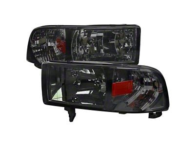 Factory Style Headlights; Chrome Housing; Smoked Lens (94-01 RAM 1500, Excluding Sport)