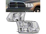 Factory Style Headlights with Clear Corners; Chrome Housing; Clear Lens (09-12 RAM 1500 w/ Factory Halogen Quad Headlights)