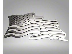 Flowing American Flag Emblem; Stainless Steel with Thin Green Line (Universal; Some Adaptation May Be Required)