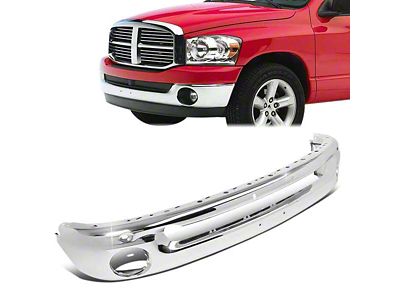 Front Bumper with Fog Light Holes; Chrome (02-08 RAM 1500 w/ Steel Chrome Bumper)