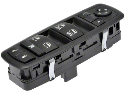 Front Window Switch 10-Button; Driver Side (09-15 RAM 1500 Quad Cab, Crew Cab w/ One Touch Up & Down, Speed Sense Lock)