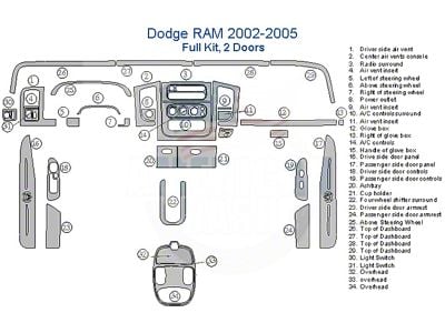 Full Dash Trim Kit; Real Carbon Fiber Finish (02-05 RAM 1500 Regular Cab)