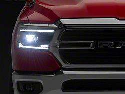 Full LED Projector Headlights with Sequential Turn Signals; Black Housing; Clear Lens (19-24 RAM 1500 w/ Factory Halogen Headlights)