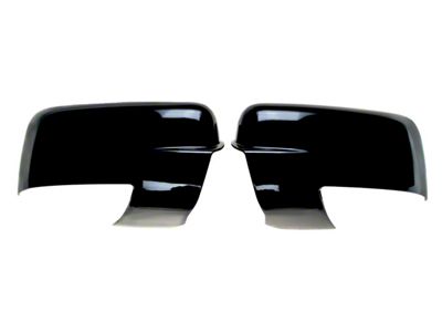 Full Chrome Delete Mirror Covers with Turn Signal Openings; Gloss Black (13-18 RAM 1500)