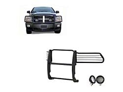 Grille Guard with 5.30-Inch Black Round Flood LED Lights; Black (94-01 RAM 1500)