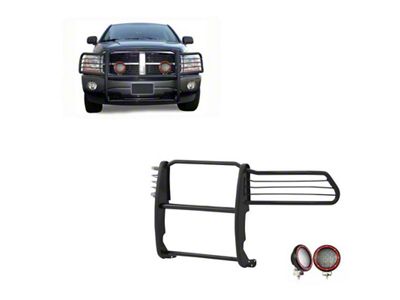 Grille Guard with 5.30-Inch Red Round Flood LED Lights; Black (94-01 RAM 1500)