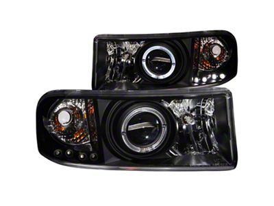 Halo Projector Headlights; Black Housing; Clear Lens (94-01 RAM 1500, Excluding 99-01 Sport)