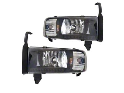 Halo Projector Headlights; Black Housing; Clear Lens (94-01 RAM 1500, Excluding Sport)