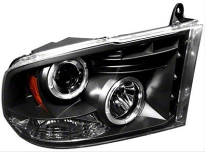 Halo Projector Headlights; Black Housing; Clear Lens (09-14 RAM 1500 w/ Factory Halogen Non-Quad Halogen Headlights)