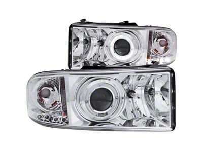 Halo Projector Headlights; Chrome Housing; Clear Lens (94-01 RAM 1500, Excluding 99-01 Sport)