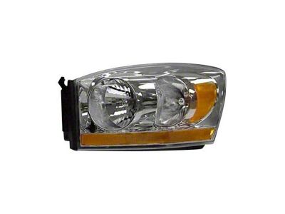 CAPA Replacement Halogen Headlight; Chrome Housing; Clear Lens; Driver Side (2006 RAM 1500)
