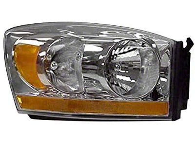 CAPA Replacement Halogen Headlight; Chrome Housing; Clear Lens; Passenger Side (2006 RAM 1500)