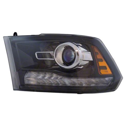 RAM 1500 Halogen Projecton Style Headlight; Black Housing; Clear Lens ...