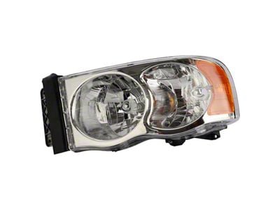 Headlight; Chrome Housing; Clear Lens; Driver Side (02-05 RAM 1500)