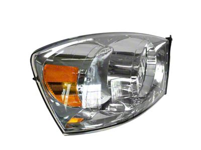 Headlight; Chrome Housing; Clear Lens; Passenger Side (06-08 RAM 1500)