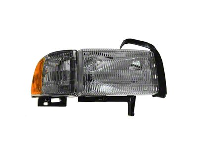 Headlight; Chrome Housing; Clear Lens; Passenger Side (2002 RAM 1500 w/o Sport Package)