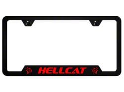 Hellcat Notched License Plate Frame; Red (Universal; Some Adaptation May Be Required)