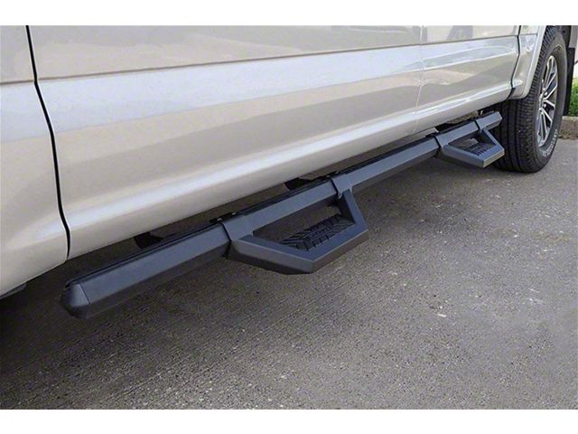 Hex Cast Series Side Step Bars without Mounting Brackets; Textured Black (09-24 RAM 1500 Crew Cab)