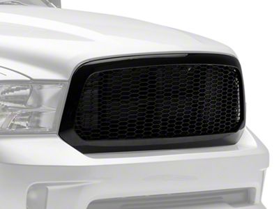 Honeycomb Mesh Upper Replacement Grille; Gloss Black (13-18 RAM 1500, Excluding Rebel)