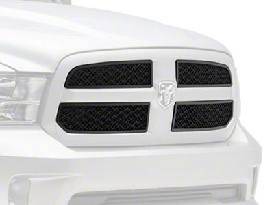 Honeycomb Style Wire Mesh Upper Overlay Grilles; Black (13-18 RAM 1500, Excluding Rebel)