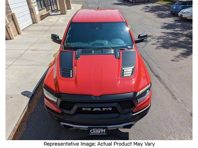 Hood Stripes; Gloss Black (19-24 RAM 1500 Rebel)