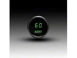 LED Digital Boost Gauge with Black Bezel; 2-1/16-Inch; Green; 0-60 PSI (Universal; Some Adaptation May Be Required)