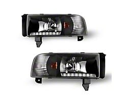 LED DRL Headlights; Black Housing; Clear Lens (94-01 RAM 1500, Excluding Sport)