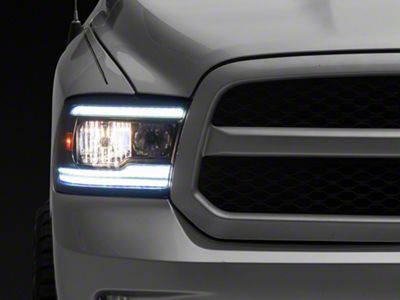 LED Strip Headlights; Black Housing; Smoked Lens (09-18 RAM 1500 w/ Factory Halogen Headlights)