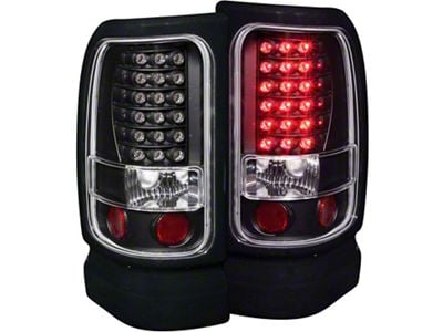 LED Tail Lights; Black Housing; Clear Lens (94-01 RAM 1500)