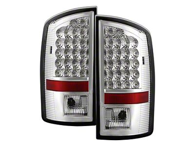 LED Tail Lights; Chrome Housing; Clear Lens (07-08 RAM 1500)