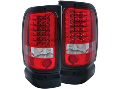 LED Tail Lights; Chrome Housing; Red Clear Lens (94-01 RAM 1500)