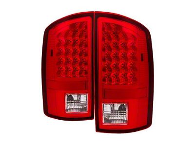 LED Tail Lights; Chrome Housing; Red Clear Lens (07-08 RAM 1500)