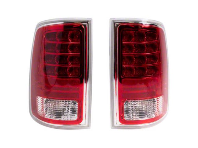 LED Tail Lights; Chrome Housing; Red Lens (13-18 RAM 1500 w/ Factory LED Tail Lights)