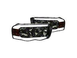 LED Tube Factory Style Headlights; Chrome Housing; Smoked Lens (02-05 RAM 1500)