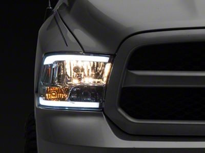 LED Tube Quad Style Headlights; Chrome Housing; Clear Lens (09-18 RAM 1500 w/ Factory Halogen Headlights)