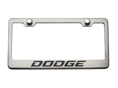 License Plate Frame with Dodge Logo; Black Carbon Fiber (Universal; Some Adaptation May Be Required)
