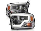 Light Bar Style Crystal Headlights; Chrome Housing; Clear Lens (09-18 RAM 1500 w/ Factory Halogen Dual Headlights)