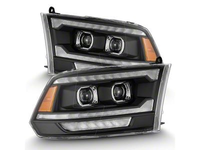 AlphaRex LUXX-Series 5th Gen 2500 G2 Style LED Projector Headlights; Black Housing; Clear Lens (13-18 RAM 1500 w/ Factory Halogen Projector Headlights)