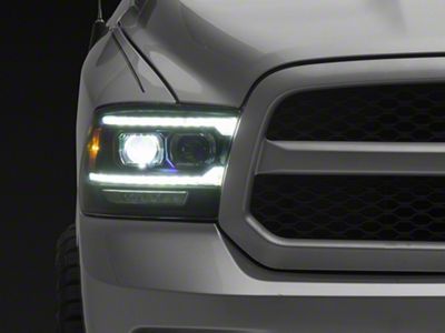 AlphaRex LUXX-Series 5th Gen 2500 G2 Style LED Projector Headlights; Black Housing; Clear Lens (09-18 RAM 1500 w/ Factory Halogen Non-Projector Headlights)