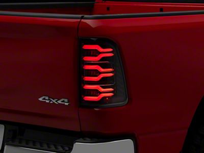 AlphaRex LUXX-Series LED Tail Lights; Alpha Black Housing; Clear Lens (19-24 RAM 1500 w/ Factory Halogen Tail Lights)