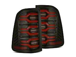 AlphaRex LUXX-Series LED Tail Lights; Black/Red Housing; Smoked Lens (19-24 RAM 1500 w/ Factory LED Tail Lights)