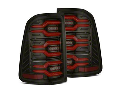 AlphaRex LUXX-Series LED Tail Lights; Black/Red Housing; Smoked Lens (19-24 RAM 1500 w/ Factory LED Tail Lights)