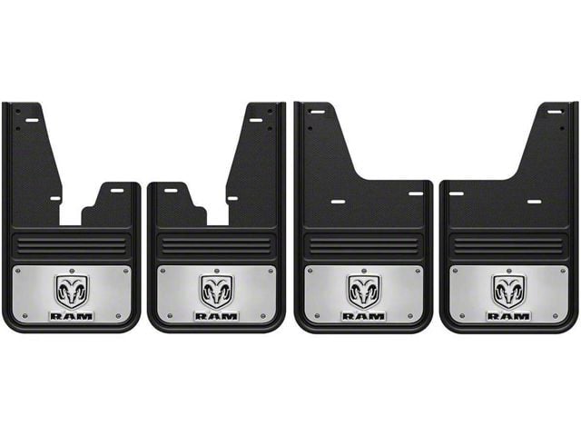 No-Drill Mud Flaps with RAM Head Logo; Front and Rear (09-18 RAM 1500 w/ OE Fender Flares)