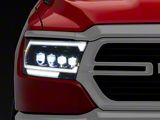 MK II NOVA-Series 2500 Style LED Projector Headlights; Alpha Black Housing; Clear Lens (19-24 RAM 1500 w/ Factory Halogen Headlights)