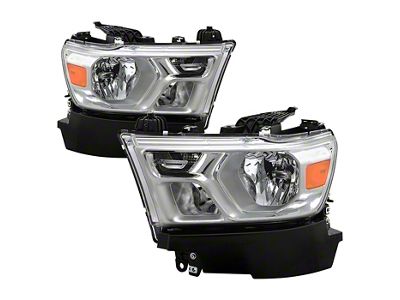 OE Halogen Crystal Headlights; Chrome Housing; Clear Lens (19-23 RAM 1500 Big Horn, Tradesman)