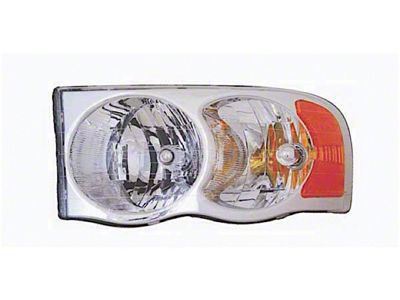 OE Certified Replacement Halogen Headlight; Chrome Housing; Clear Lens; Driver Side (02-05 RAM 1500)