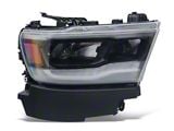 OE Style Full LED Headlight with DRL; Black Housing; Clear Lens; Passenger Side (19-24 RAM 1500 w/ Factory Halogen Headlights)