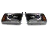 OE Style Headlights; Black Housing; Clear Lens (13-18 RAM 1500 w/ Factory LED Projector Headlights)