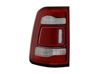 OE Style LED Tail Light; Chrome Housing; Red Clear Lens; Driver Side (19-24 RAM 1500 Laramie, Limited, Longhorn w/o Factory Non-Blind Spot Tail Lights)